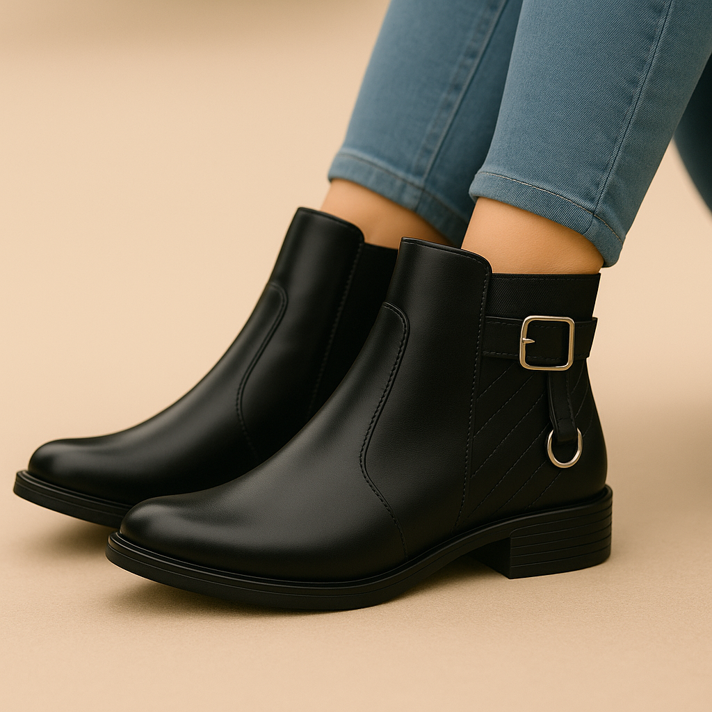 Bota Ortopédica Feminina de Couro Naval