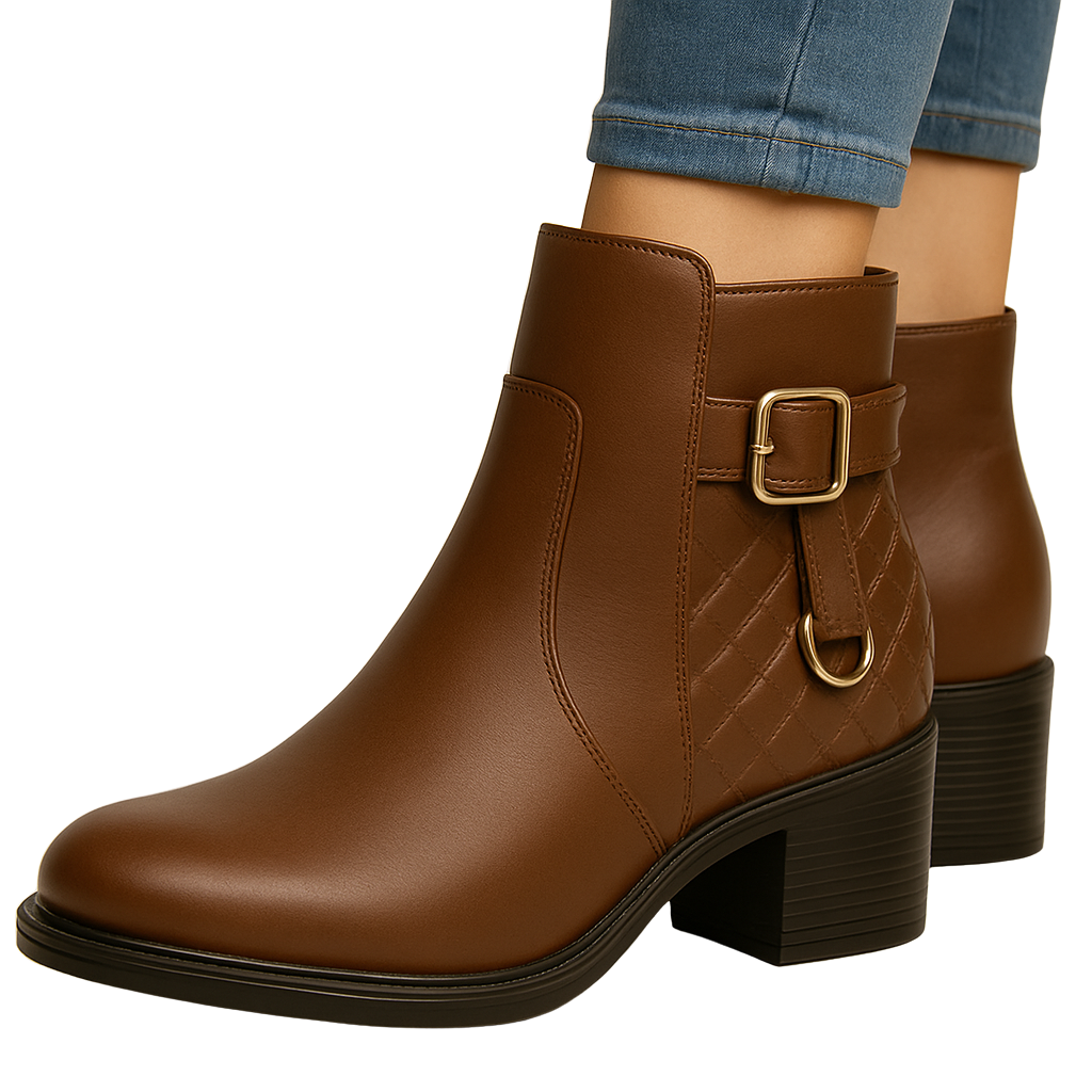 Bota Ortopédica Feminina de Couro Naval
